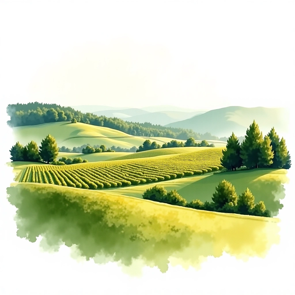 Pays Nantais wine region — watercolor illustration