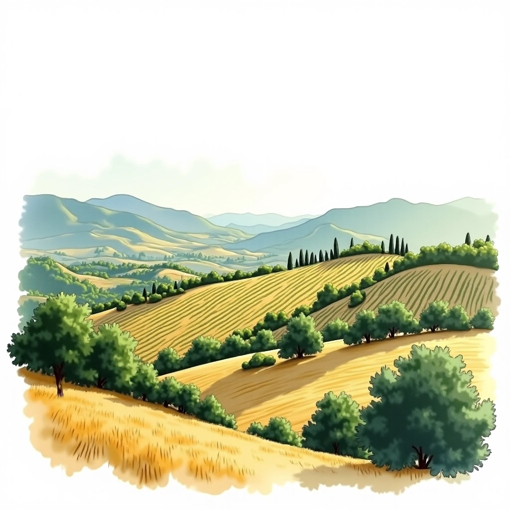 Peloponnesos wine region — watercolor illustration
