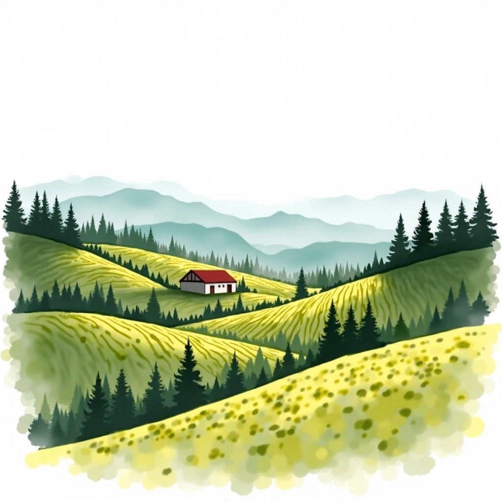 Pemberton wine region — watercolor illustration