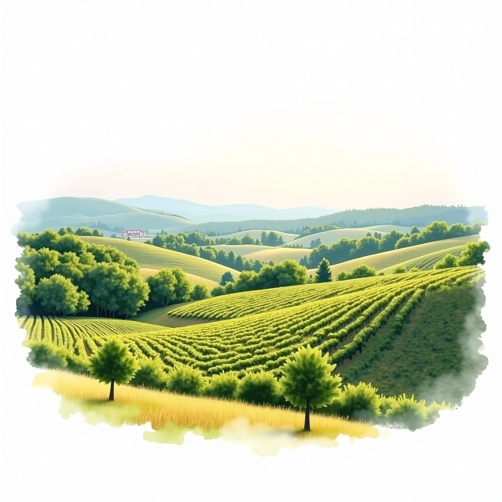 Pennsylvania wine region — watercolor illustration