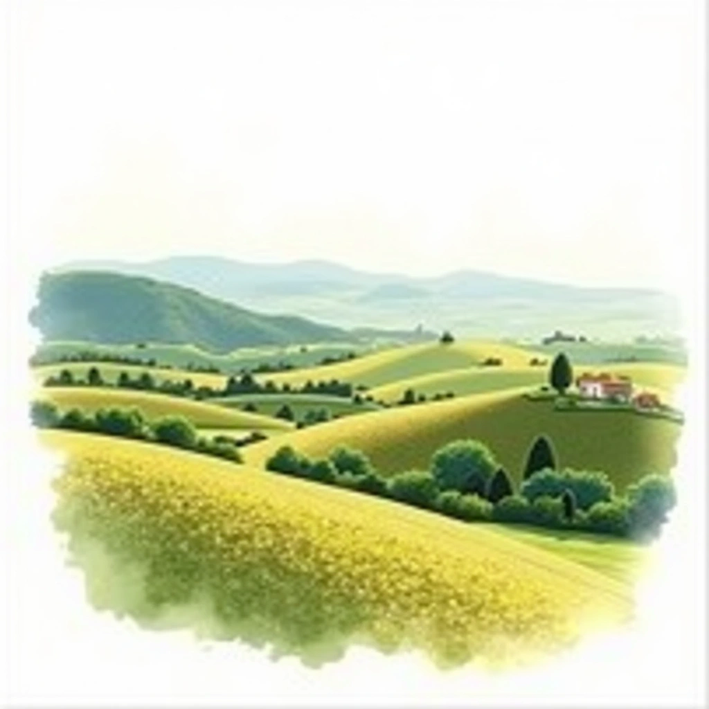 Picpoul de Pinet wine region — watercolor illustration