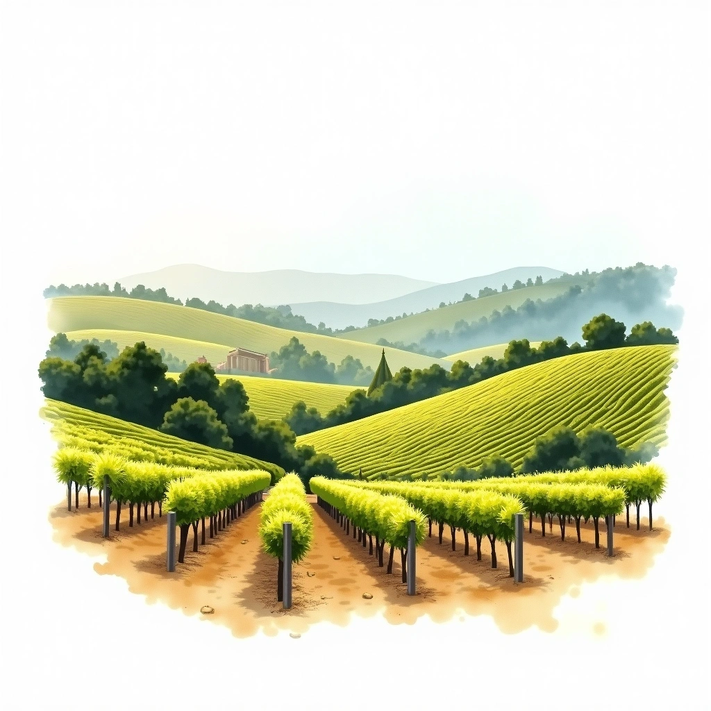 Pinto Bandeira wine region — watercolor illustration