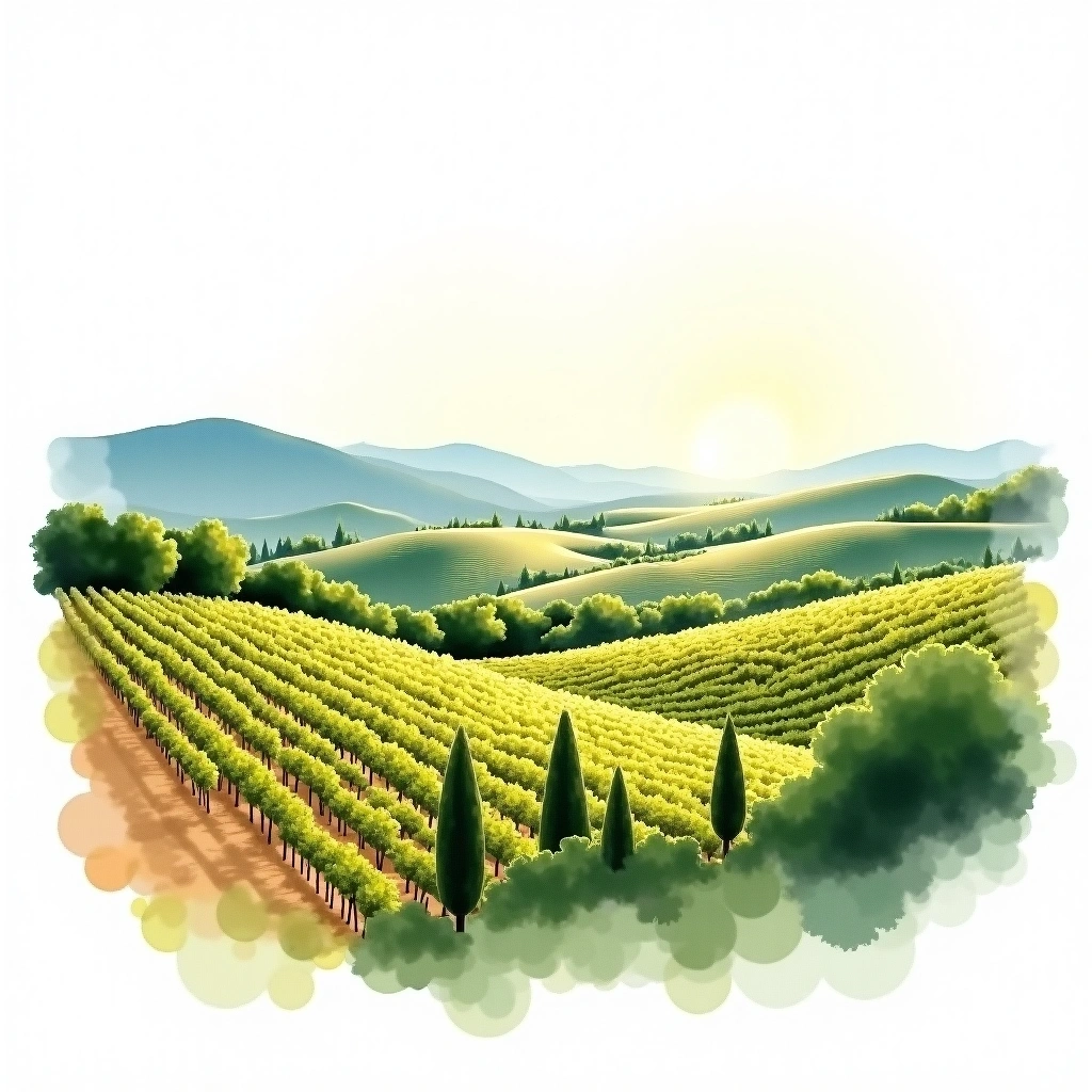 Podgorica wine region — watercolor illustration