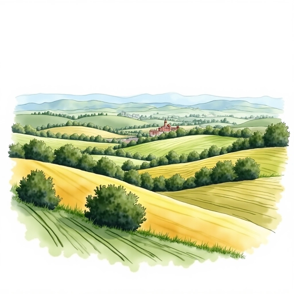 Pomerol wine region — watercolor illustration
