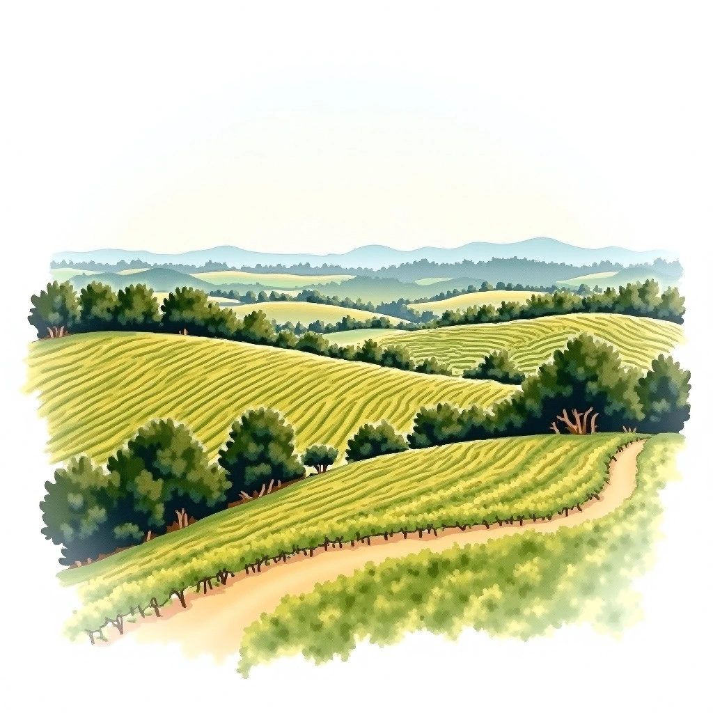 Port Phillip wine region — watercolor illustration