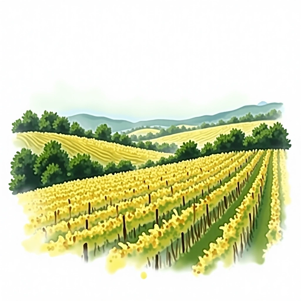 Pouilly-Fuissé wine region — watercolor illustration
