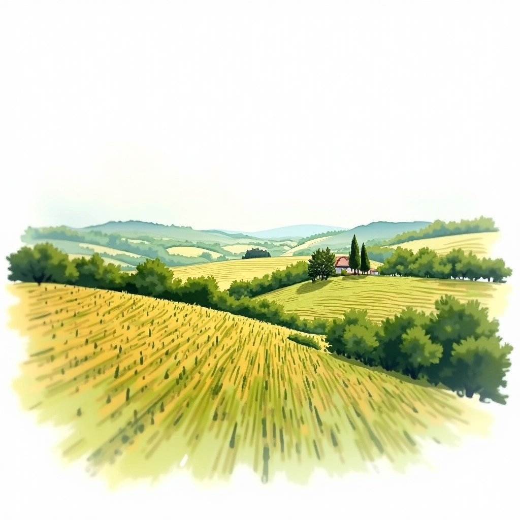 Pouilly-Fumé wine region — watercolor illustration
