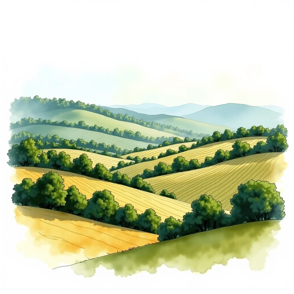 Povardarie wine region — watercolor illustration