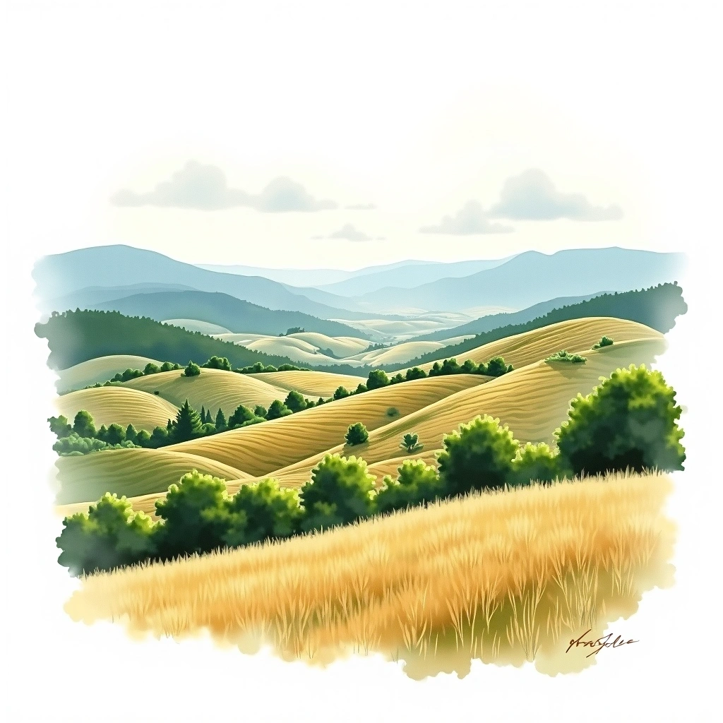 Primorje wine region — watercolor illustration