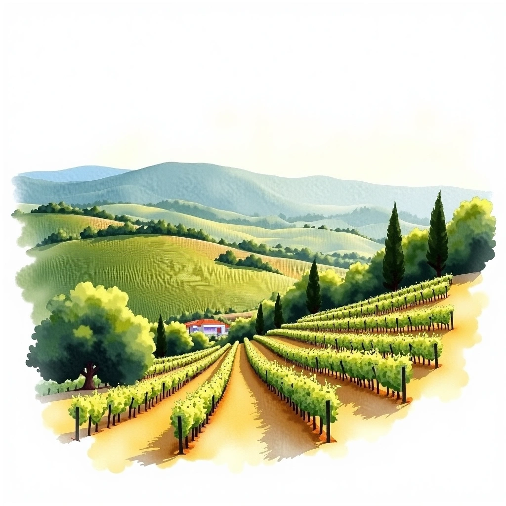 Priorat wine region — watercolor illustration
