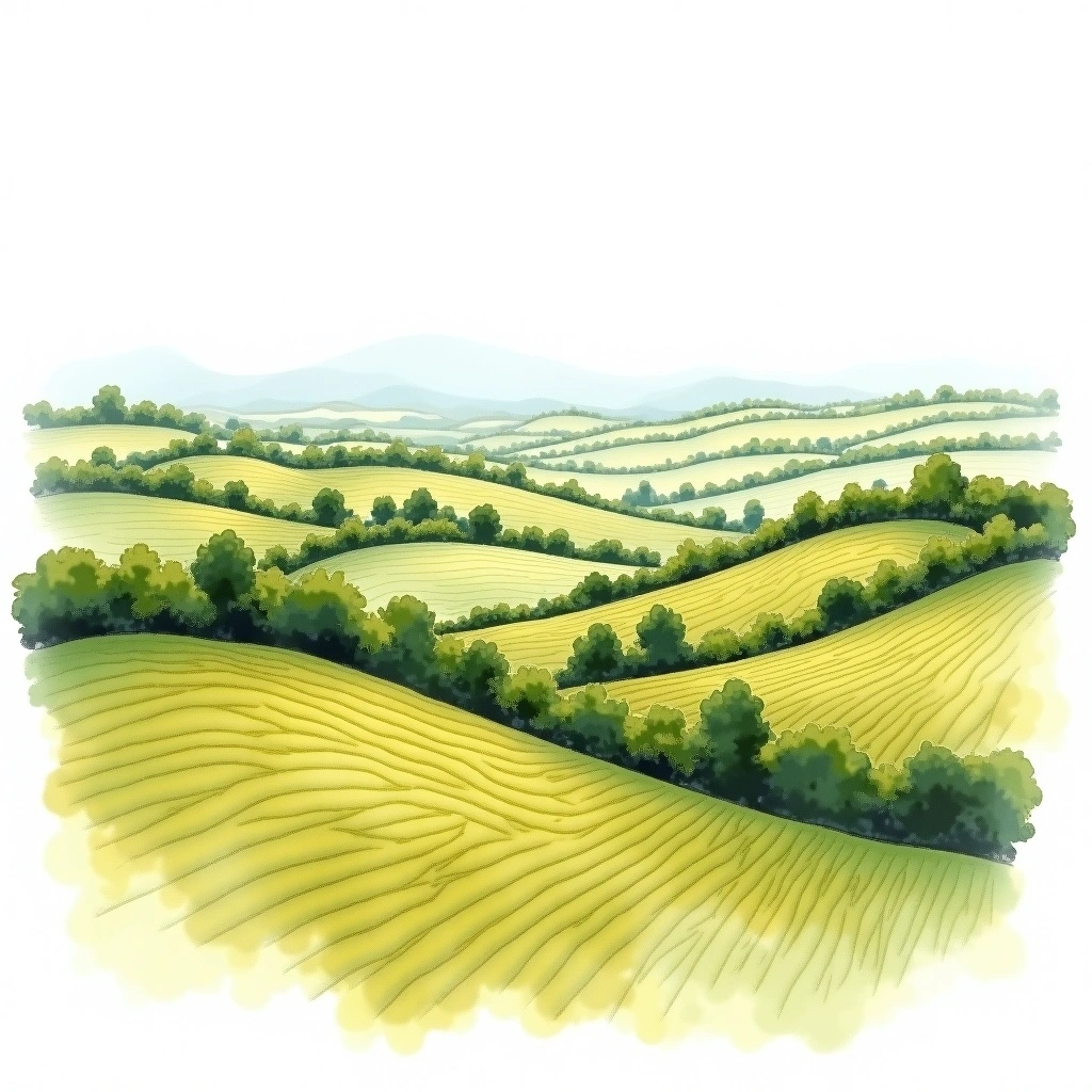 Puligny-Montrachet 1er Cru 'La Garenne' wine region — watercolor illustration