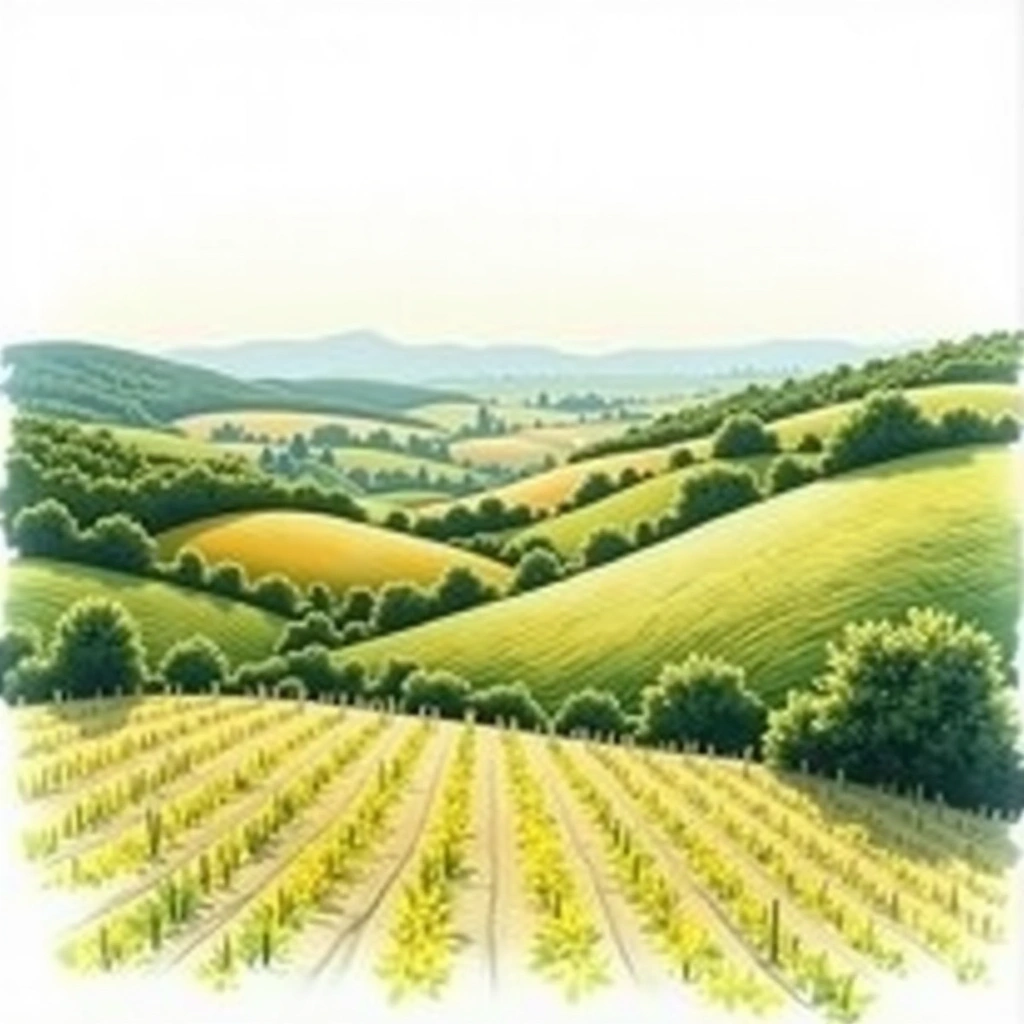 Puligny-Montrachet 1er Cru 'Les Pucelles' wine region — watercolor illustration