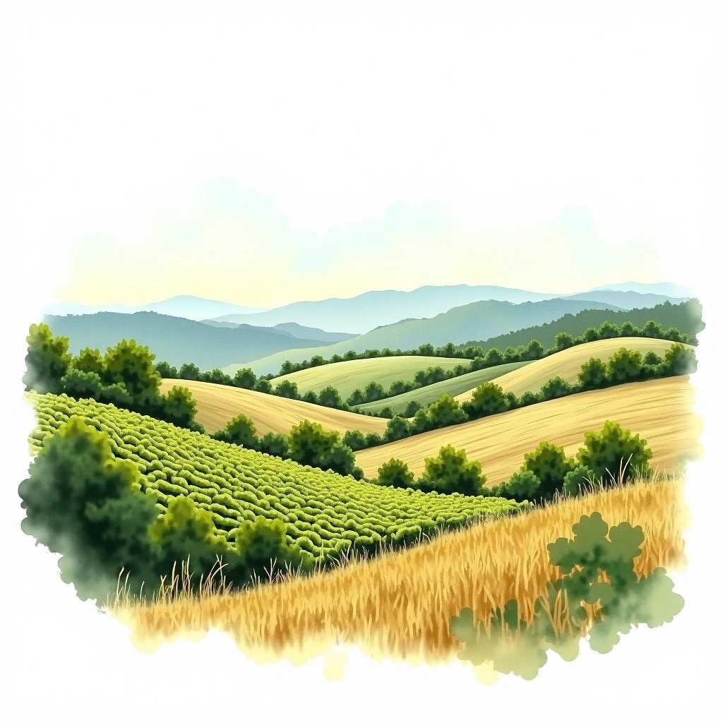 Pyrenees wine region — watercolor illustration