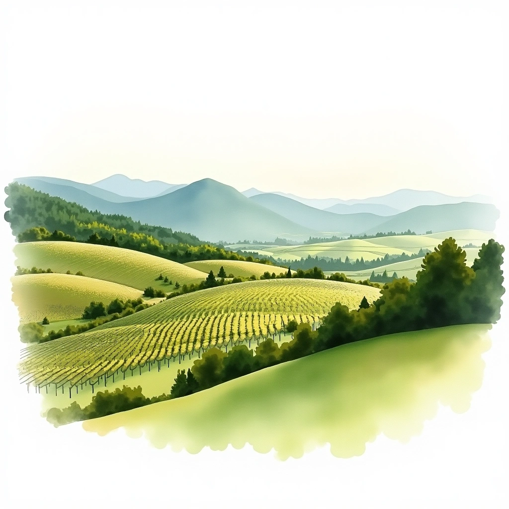Rapel Valley wine region — watercolor illustration