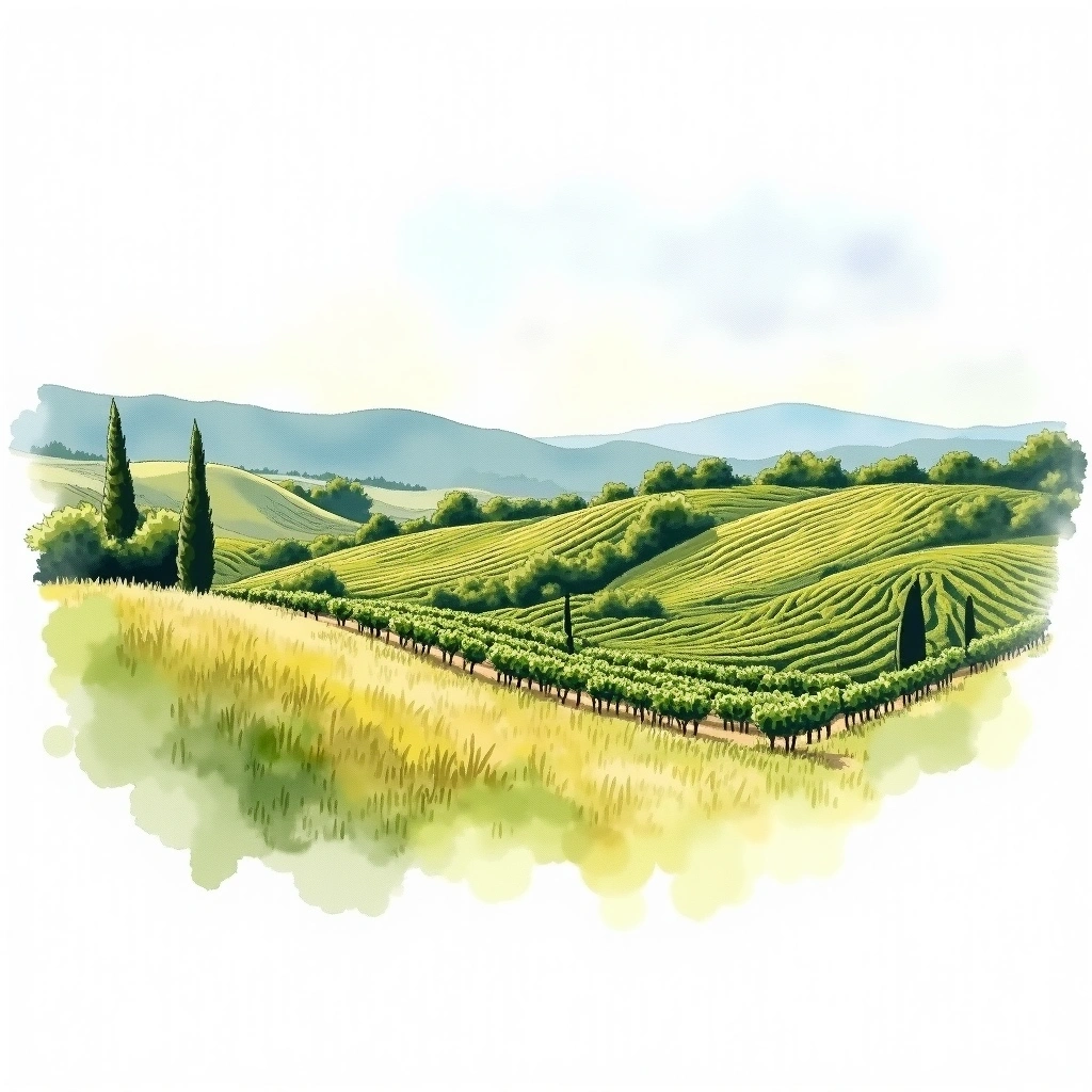 Rasteau wine region — watercolor illustration
