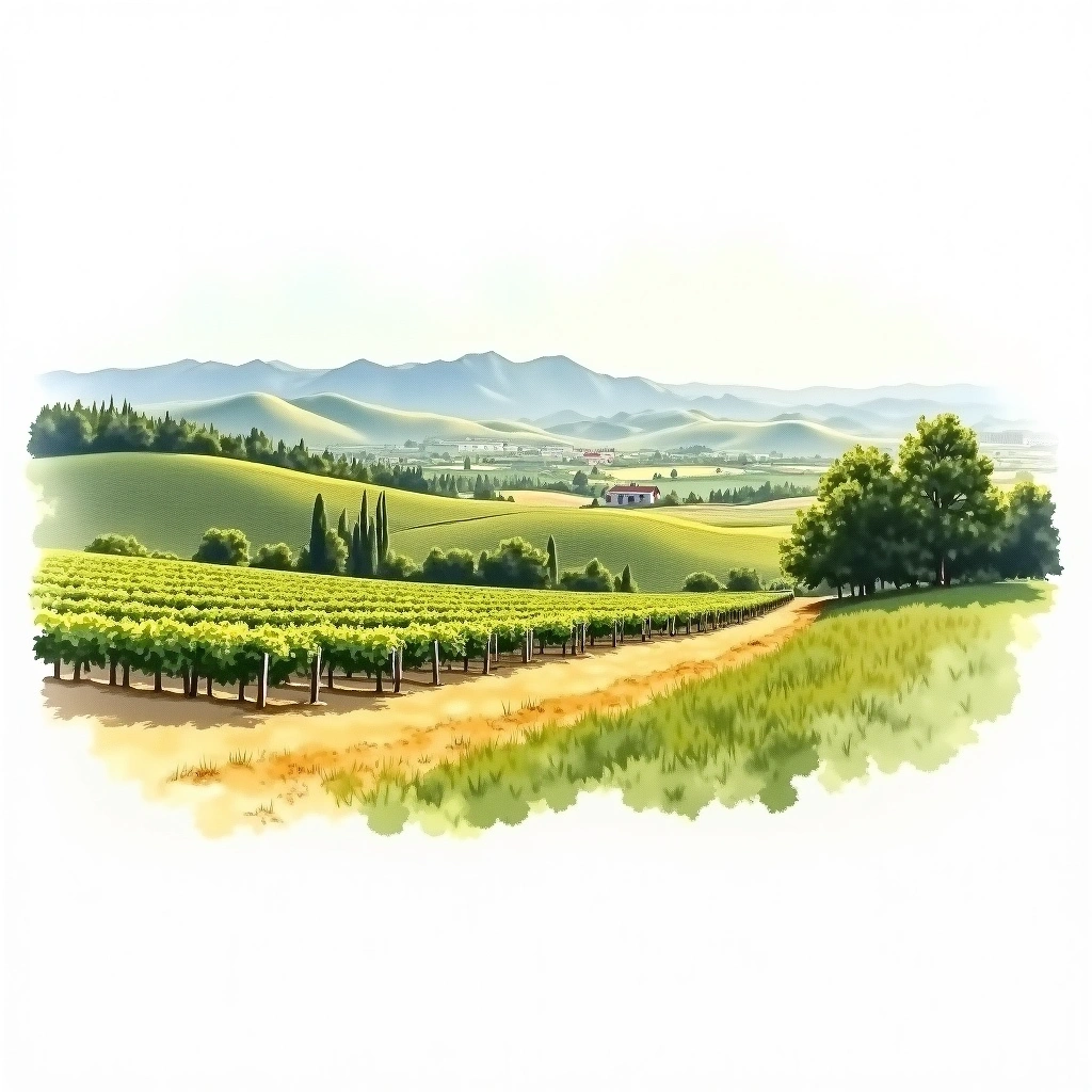Rattlesnake Hills wine region — watercolor illustration
