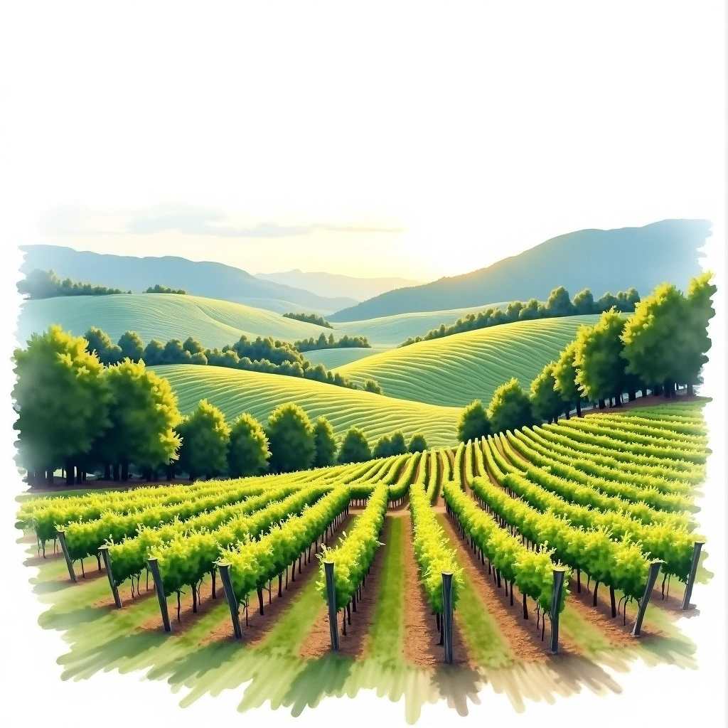 Recioto della Valpolicella wine region — watercolor illustration