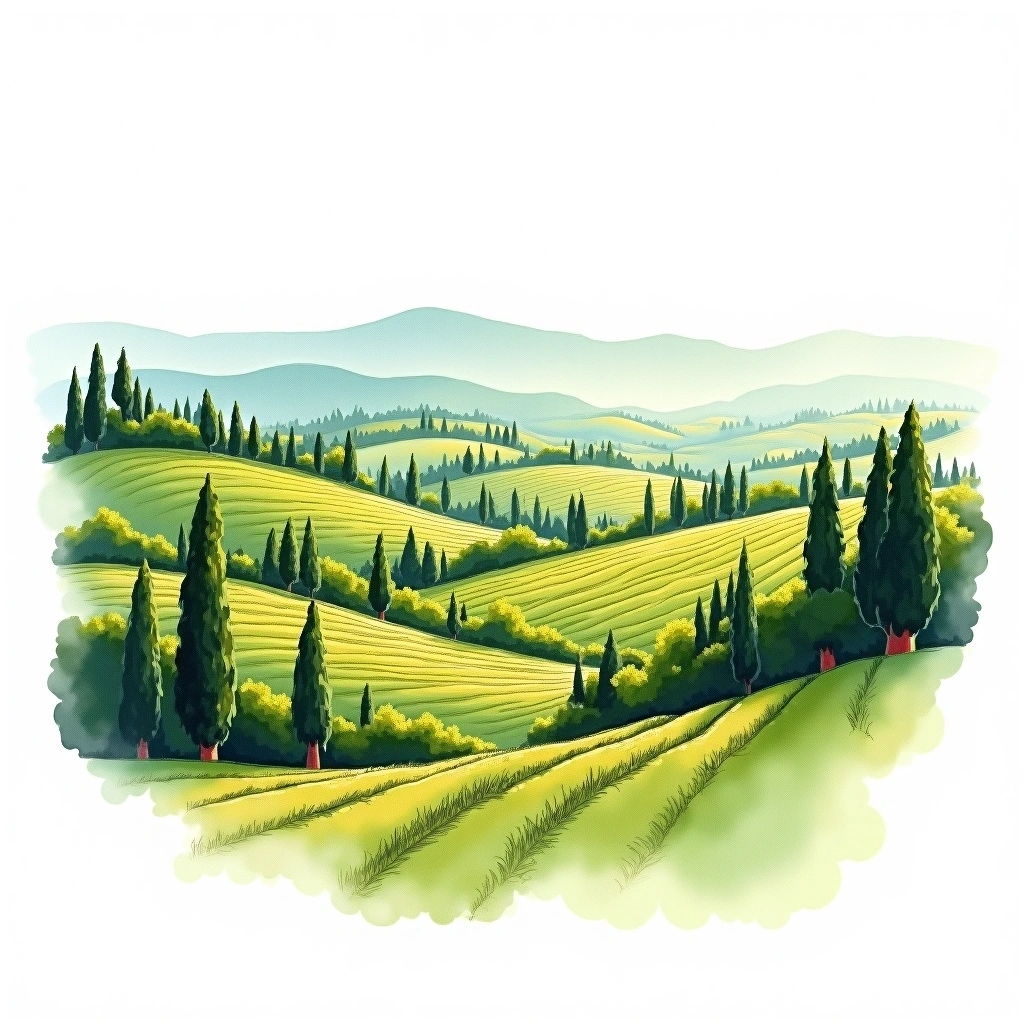 Recioto di Soave wine region — watercolor illustration