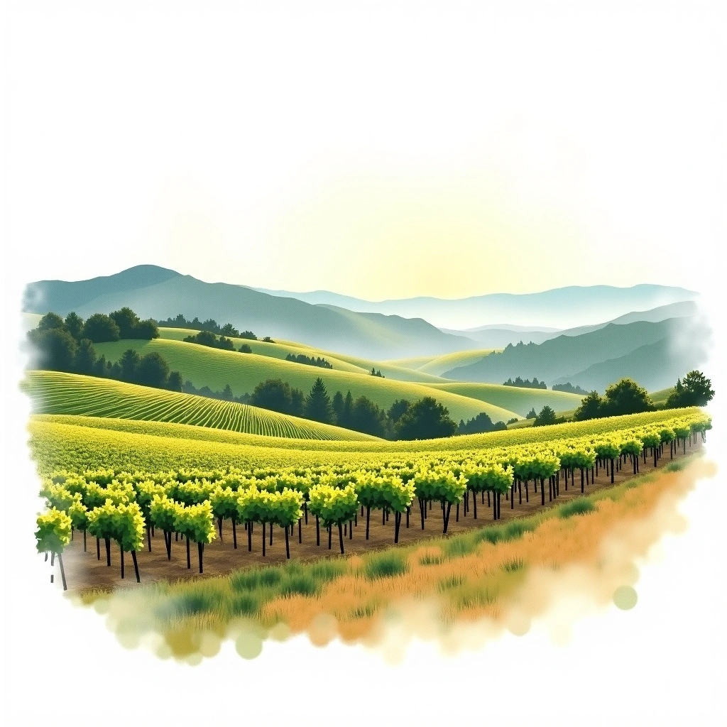 Red Mountain wine region — watercolor illustration