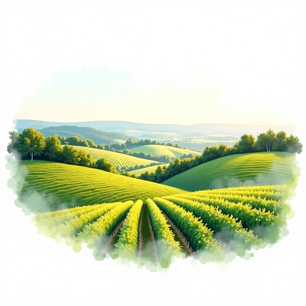 Rheingau wine region — watercolor illustration