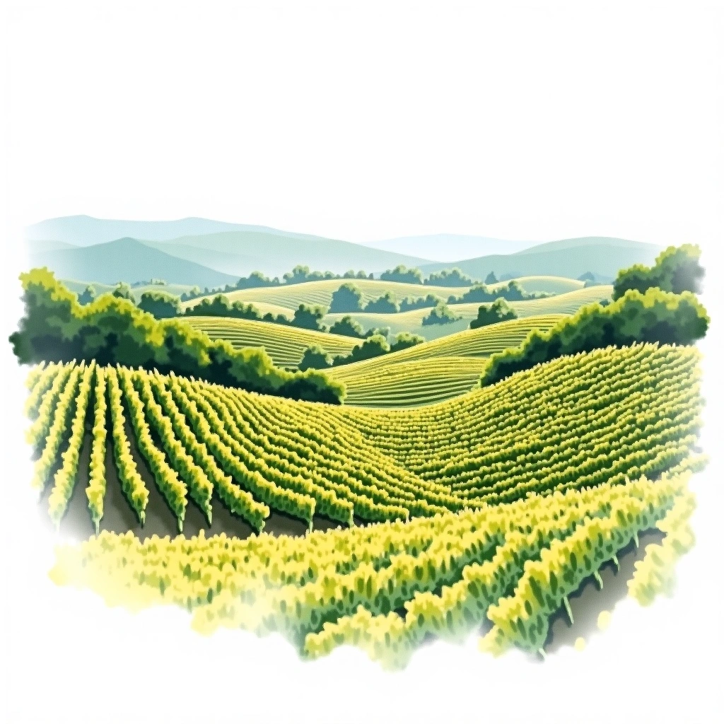 Rías Baixas wine region — watercolor illustration