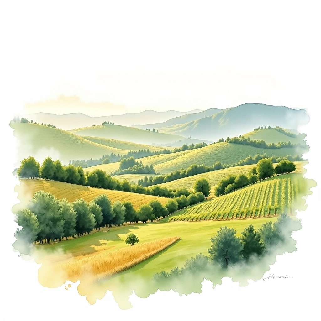 Ribatejo wine region — watercolor illustration