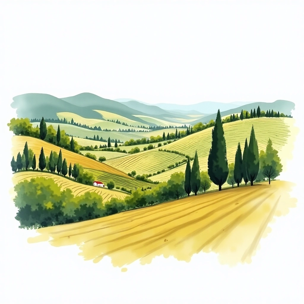 Ribeira Sacra wine region — watercolor illustration