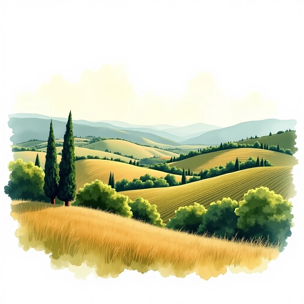 Ribera del Duero wine region — watercolor illustration