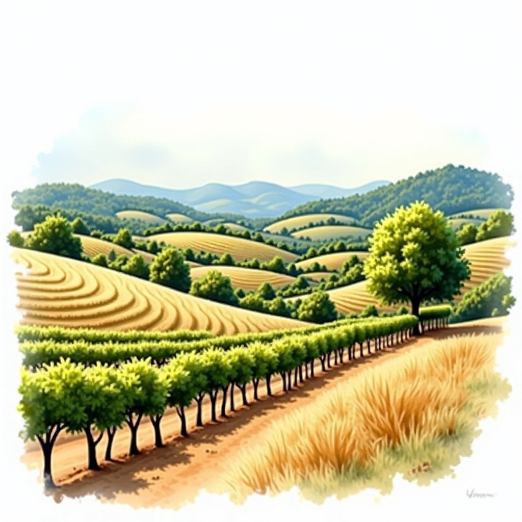 Rio Negro wine region — watercolor illustration
