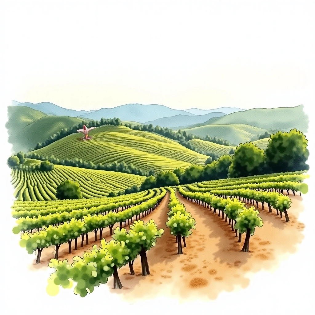 Rioja Alavesa wine region — watercolor illustration