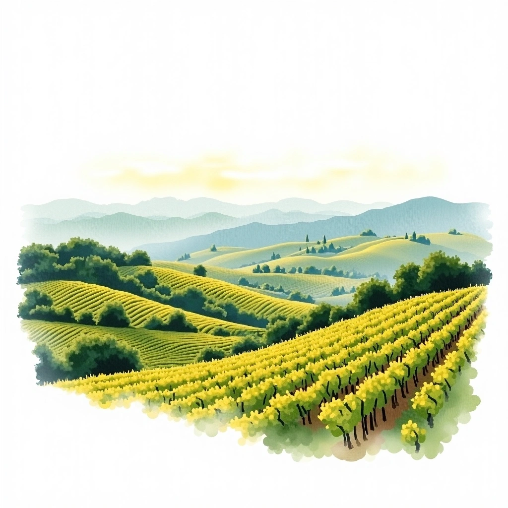 Rioja Alta wine region — watercolor illustration