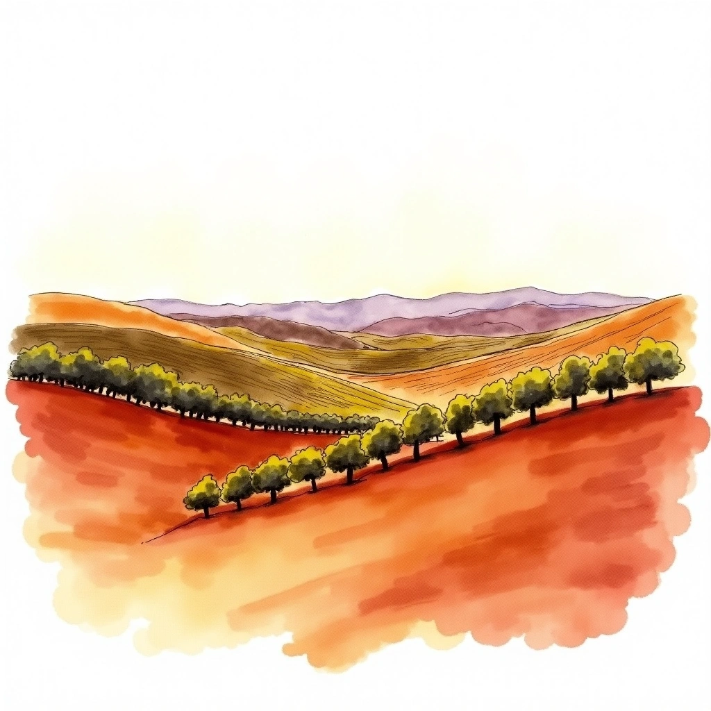 Rioja wine region — watercolor illustration