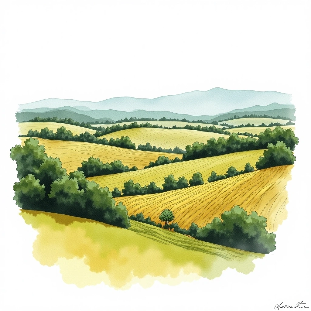 Riverina wine region — watercolor illustration