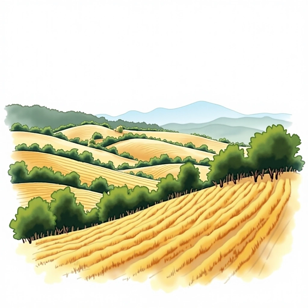 Rivesaltes wine region — watercolor illustration