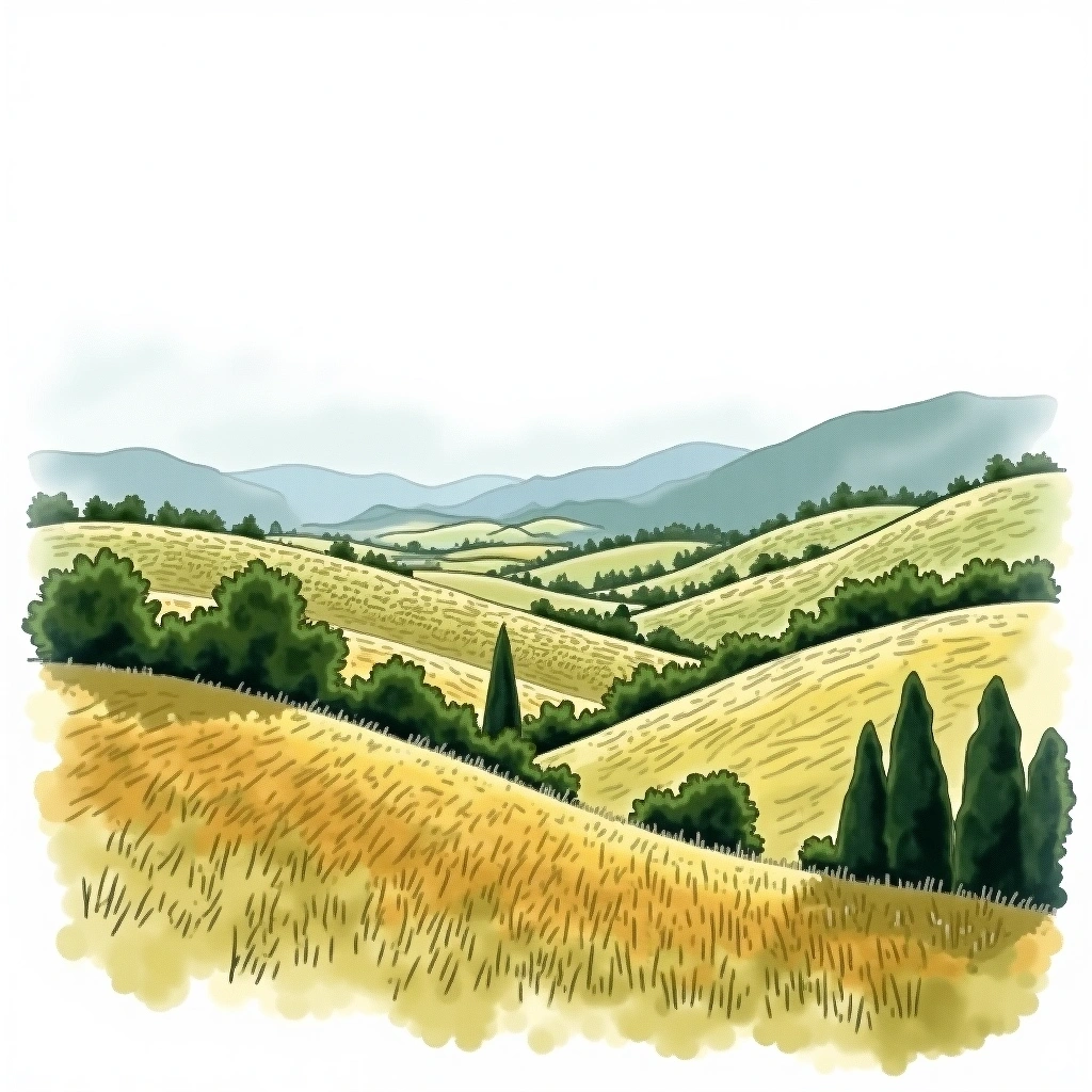 Riviera Ligure di Ponente wine region — watercolor illustration
