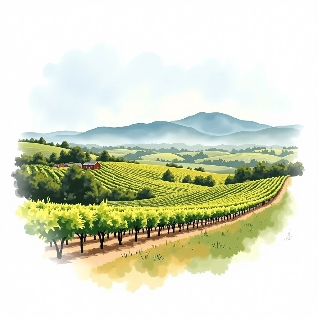 Robertson wine region — watercolor illustration