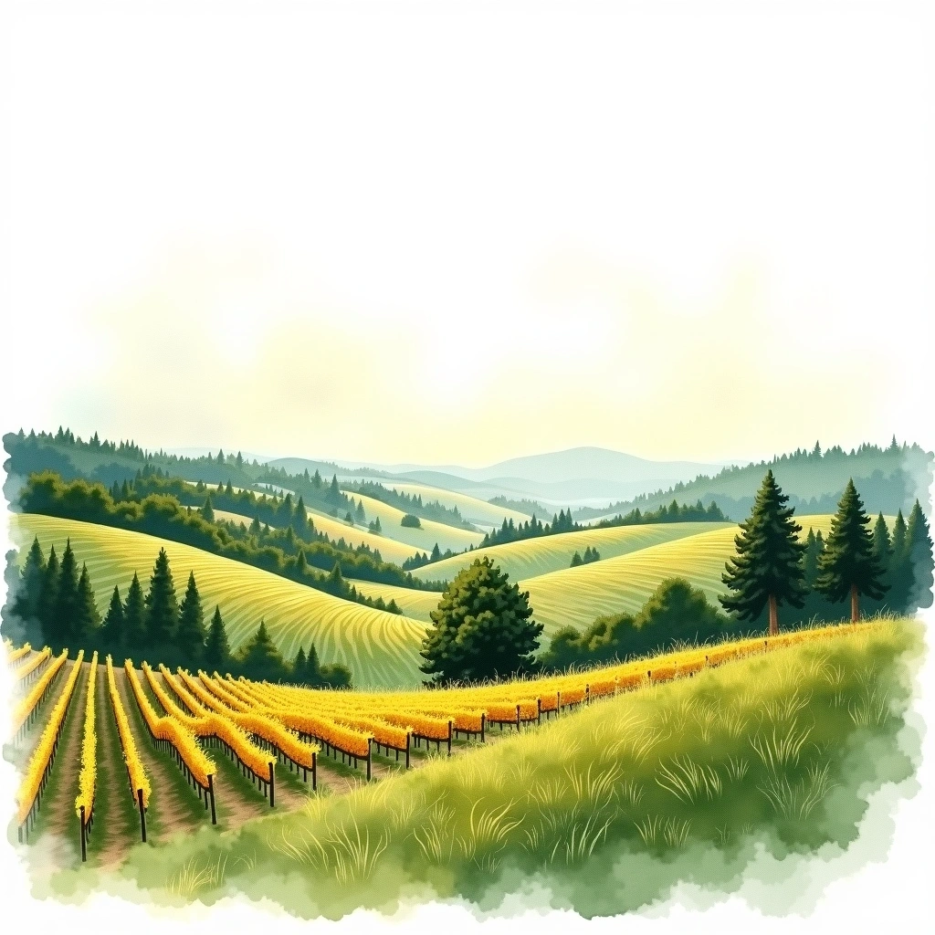Romania Viniculture wine region — watercolor illustration