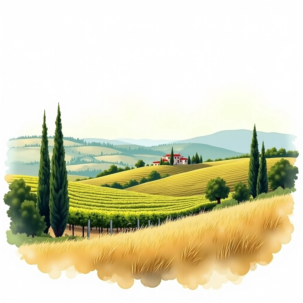 Rubicone wine region — watercolor illustration