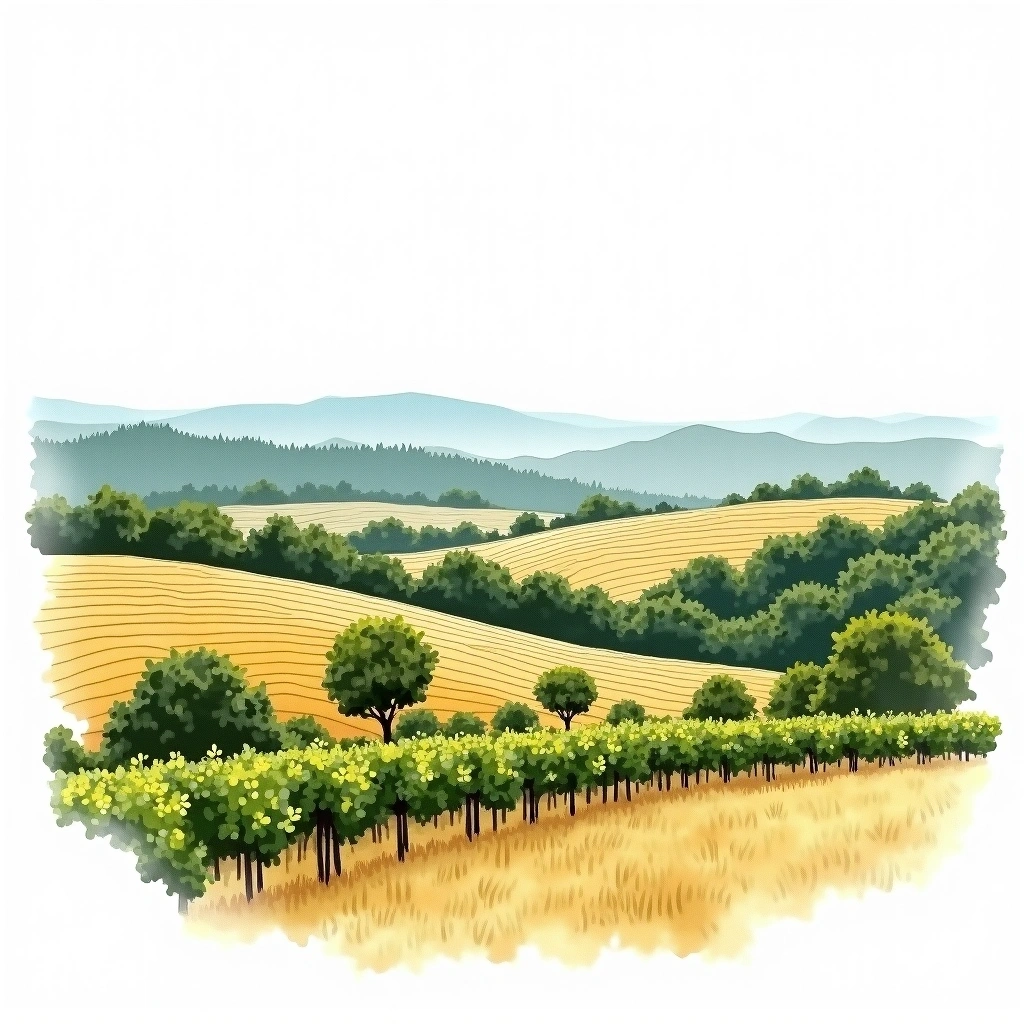 Russian River Valley wine region — watercolor illustration