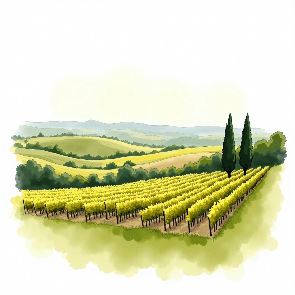 Saint-Amour wine region — watercolor illustration