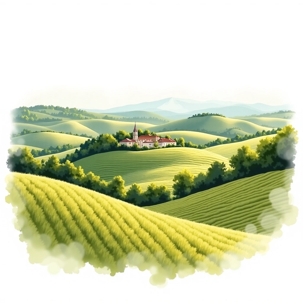 Saint-Émilion Grand Cru wine region — watercolor illustration