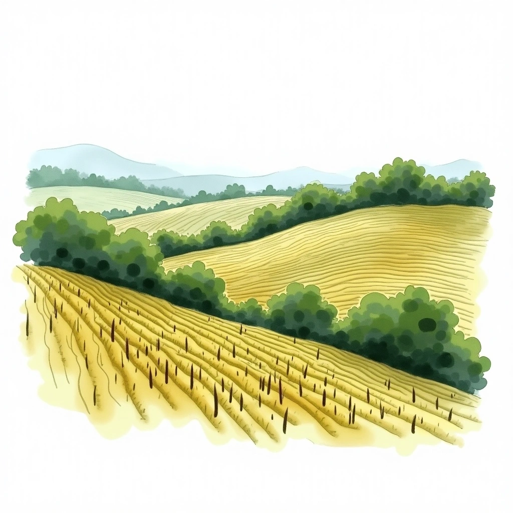 Saint-Joseph wine region — watercolor illustration