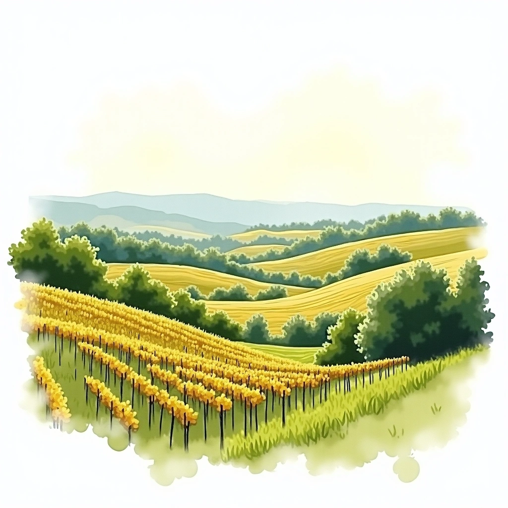 Saint-Véran wine region — watercolor illustration