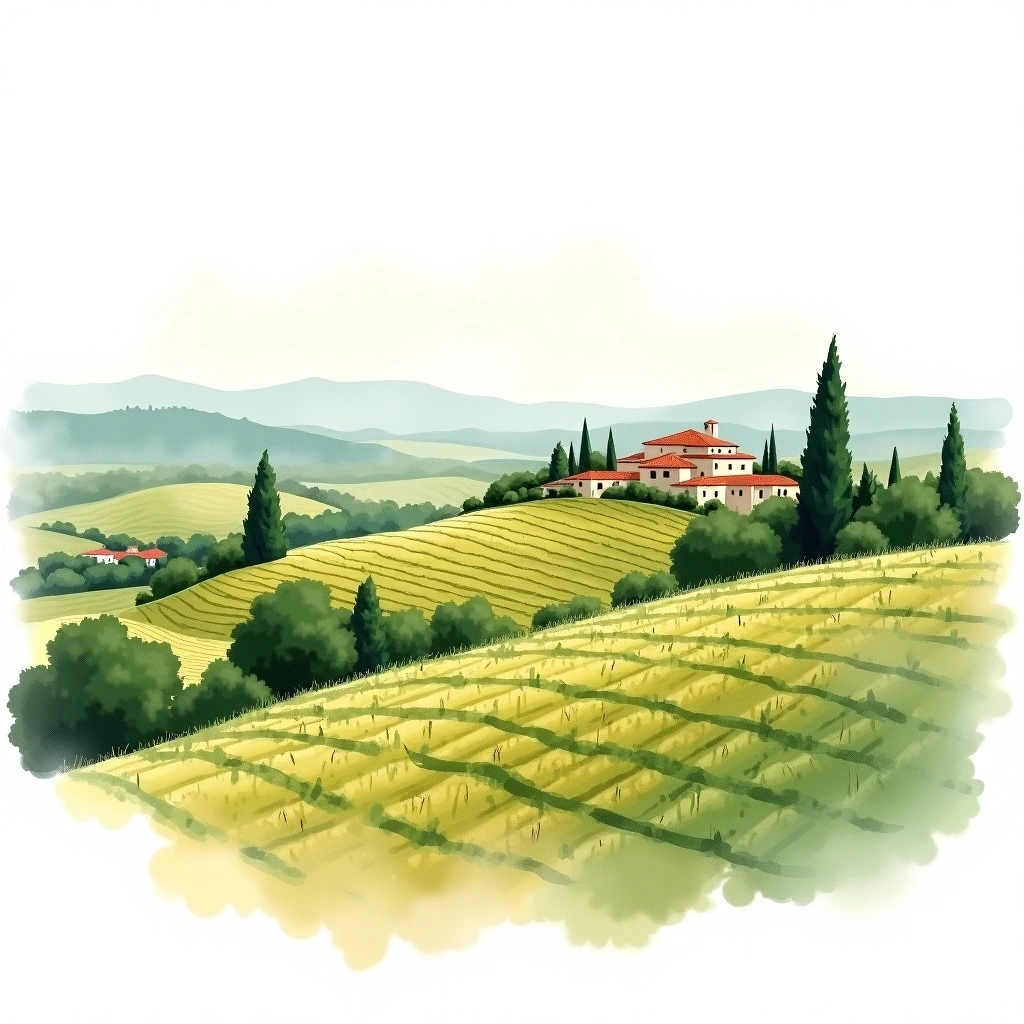 Salento wine region — watercolor illustration