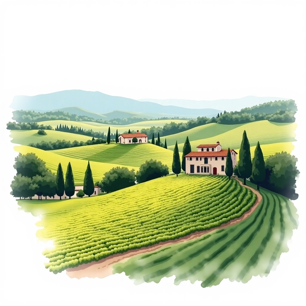Salice Salentino wine region — watercolor illustration