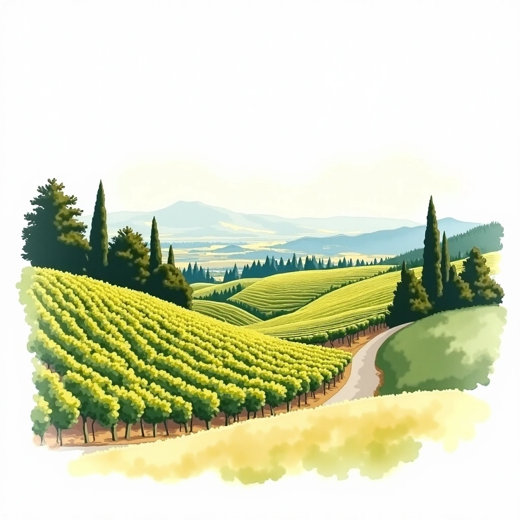 San Francisco Bay wine region — watercolor illustration