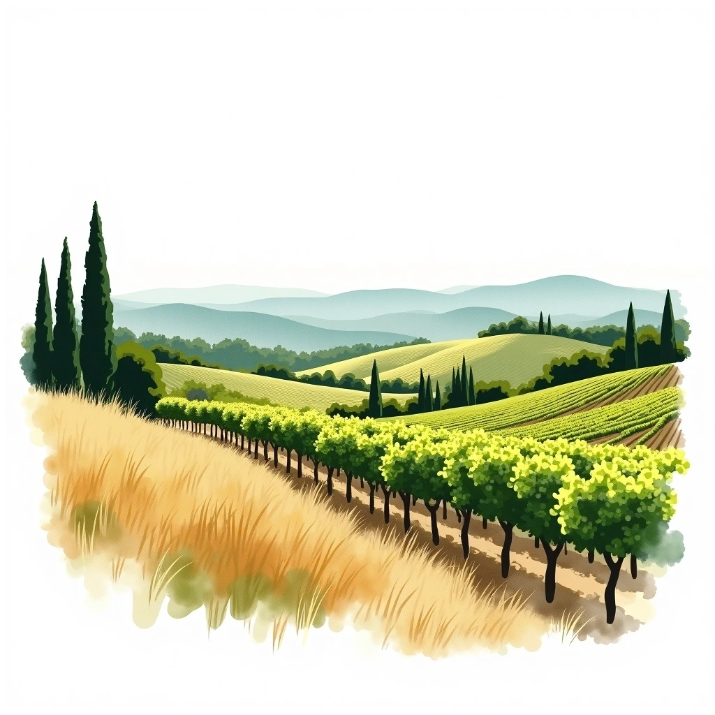 San José wine region — watercolor illustration