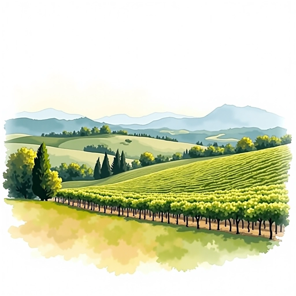 San Rafael wine region — watercolor illustration