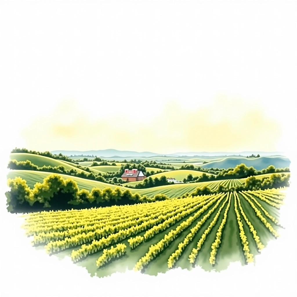 Sancerre wine region — watercolor illustration