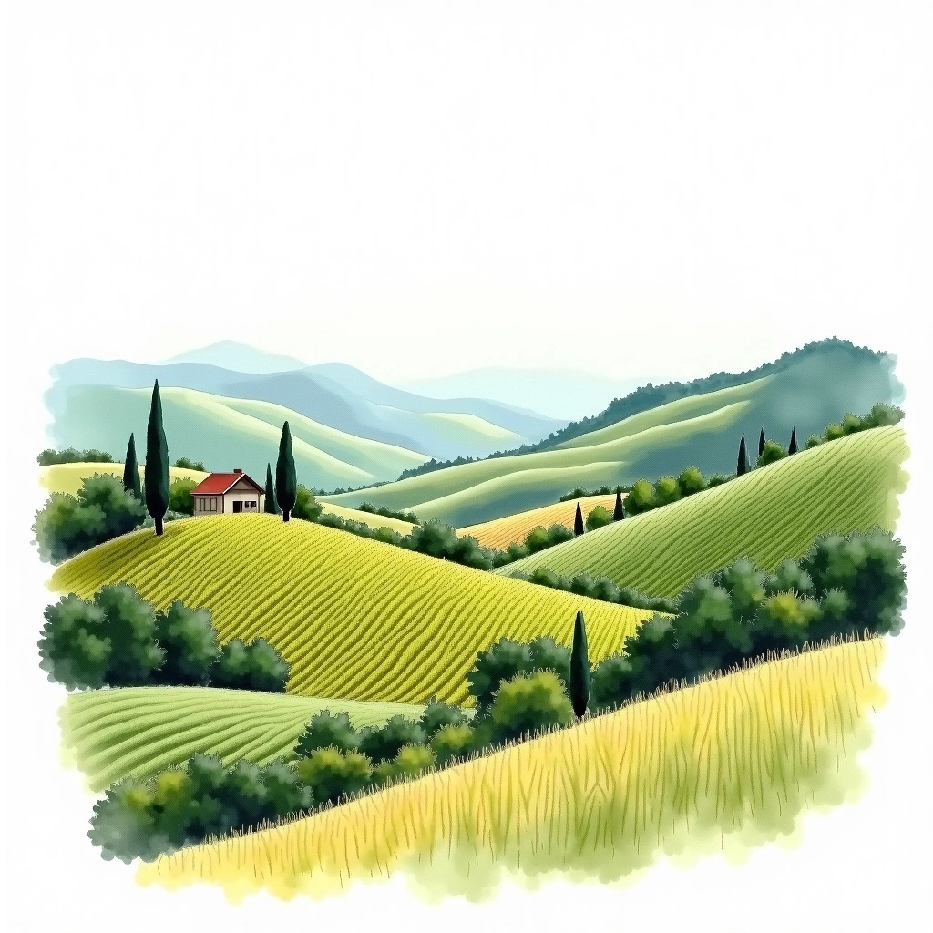 Sannio wine region — watercolor illustration